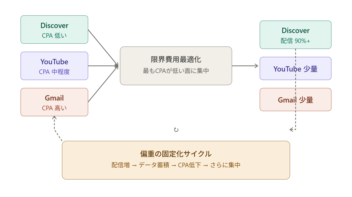 限界費用最適化によりDiscover面に配信が集中する仕組み