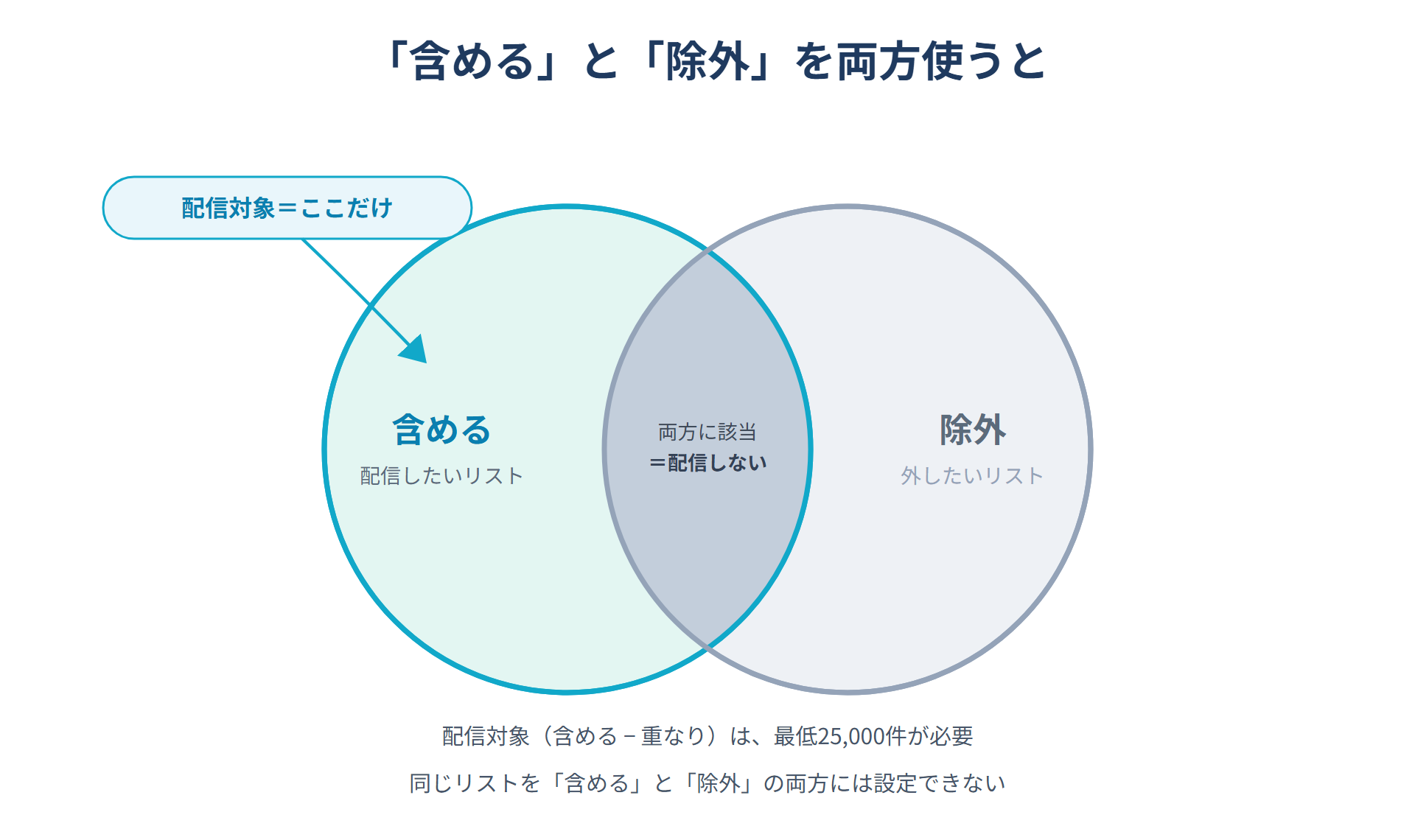 カスタムオーディエンスで「含める」と「除外」を両方使ったときの配信対象の考え方